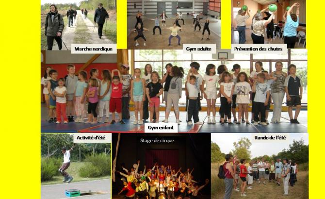 nos activités: marche nordique, gym adultes,Step LIA, gym enfants, gym senoirs, prévention des chutes, relaxation, stage de cirque